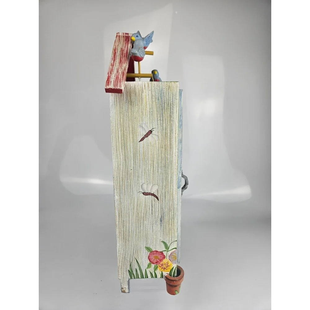 Cottage‎ Birdhouse Tabletop Cabinet Wire Mesh Welcome Friends
